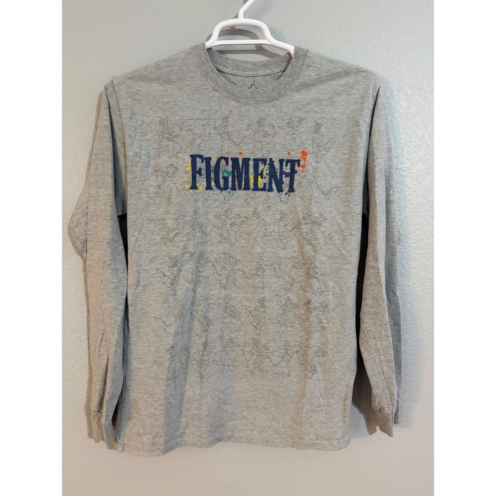 Disney Parks Figment Epcot Long Sleeve Shirt Mens Medium Gray Hanes Graphic Tee